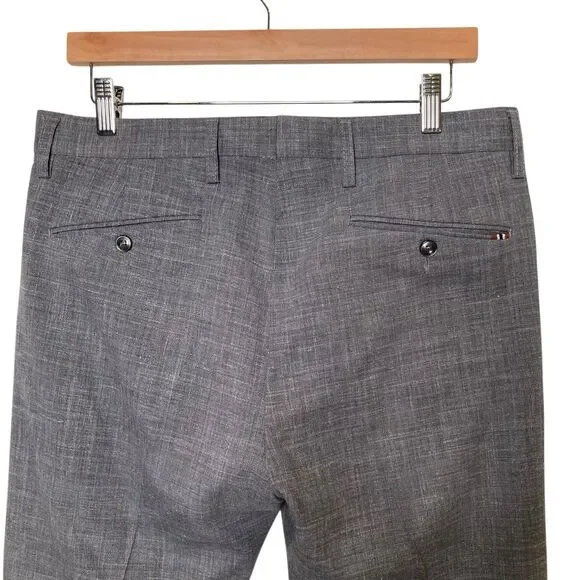 Zanella Mens Size 32 Gray Flat Wool Blend Front Superfine Dress Pants Stretchy